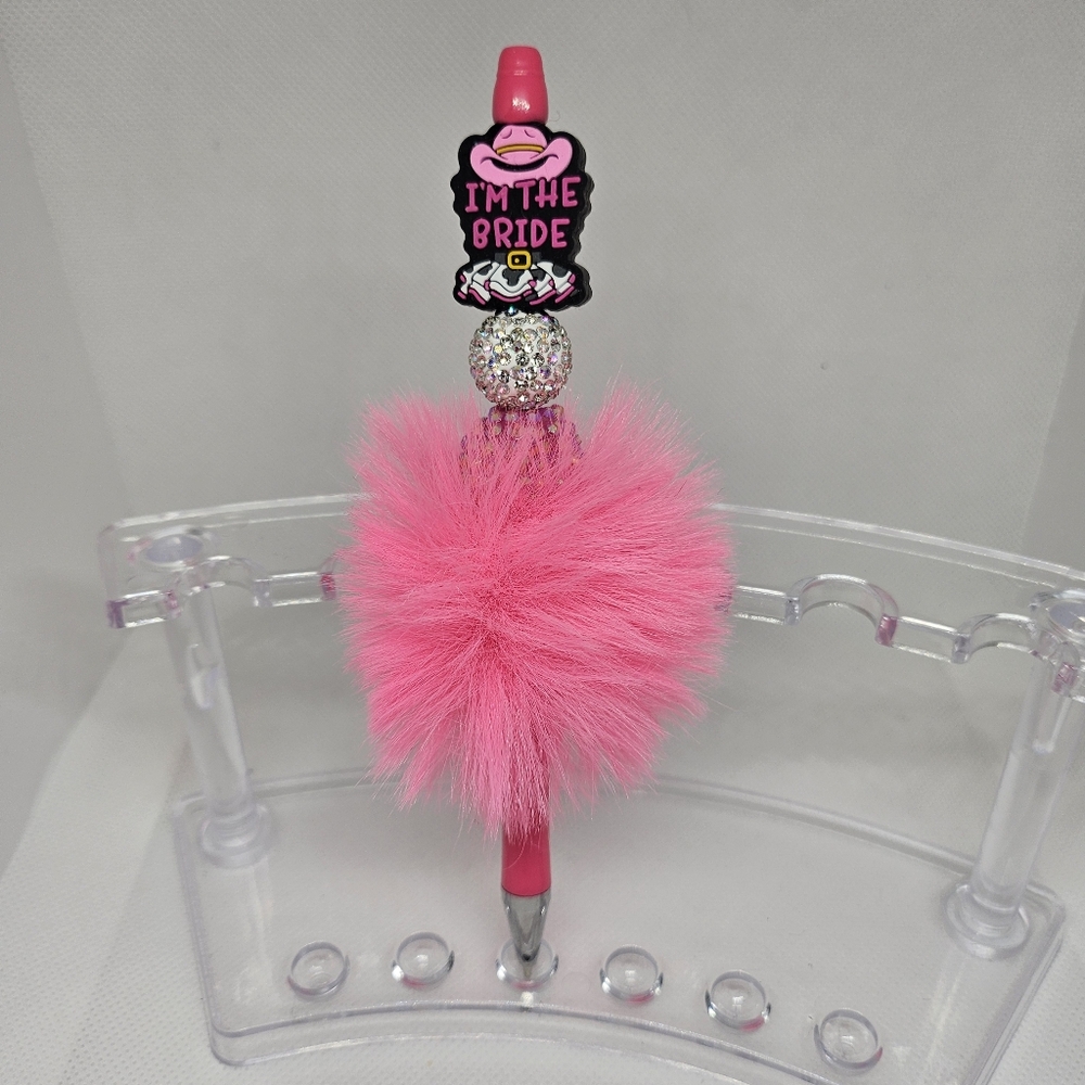 I'm the Bride Cowgirl Pink Fluffy Pen Perfect for Bachelorette Party- Black Ink
